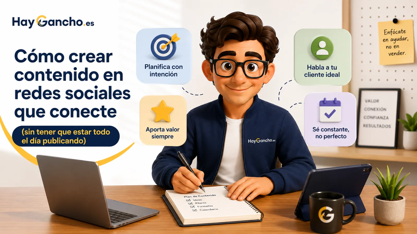 Ganchi explicando cómo crear contenido que conecte en redes sociales