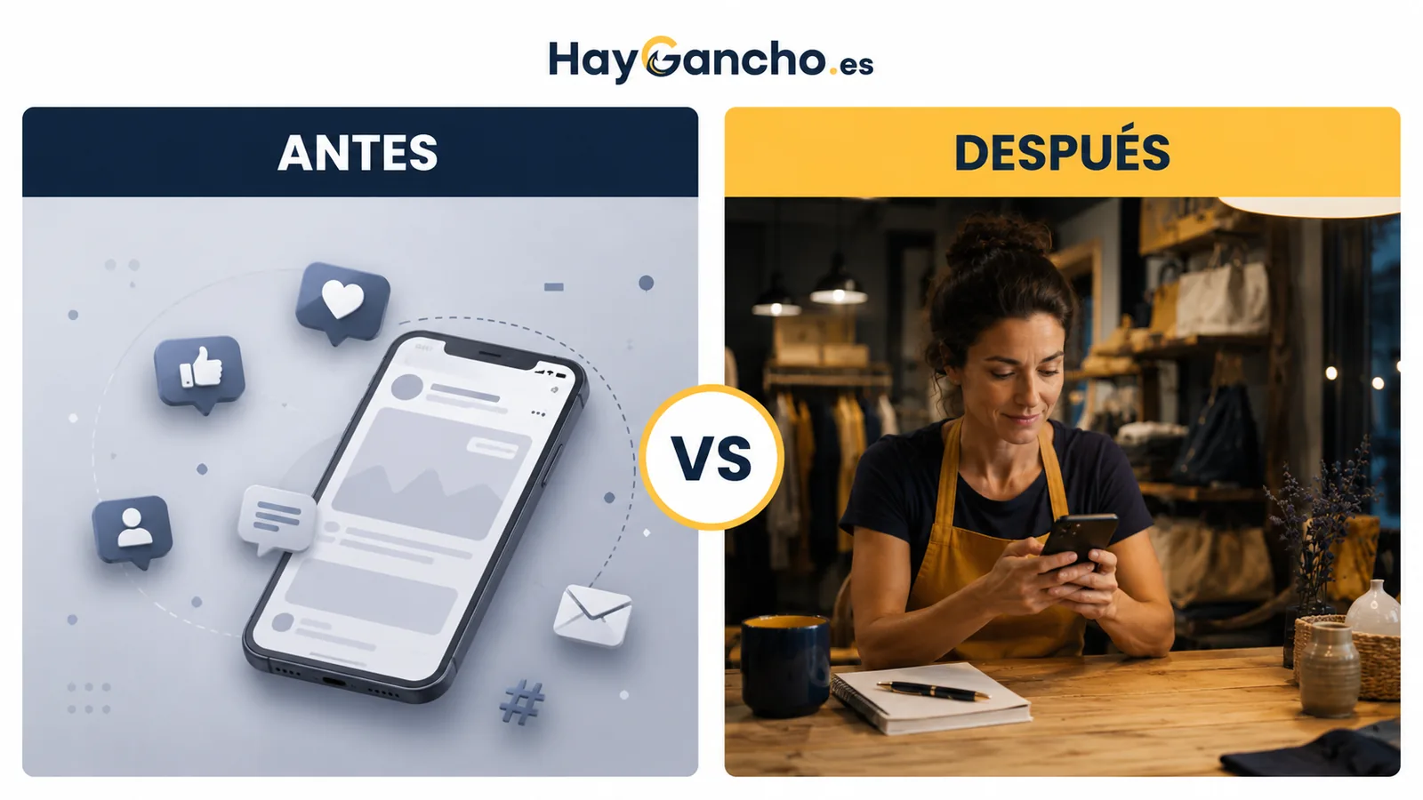 Comparación entre un mensaje genérico y otro centrado en el beneficio para el cliente